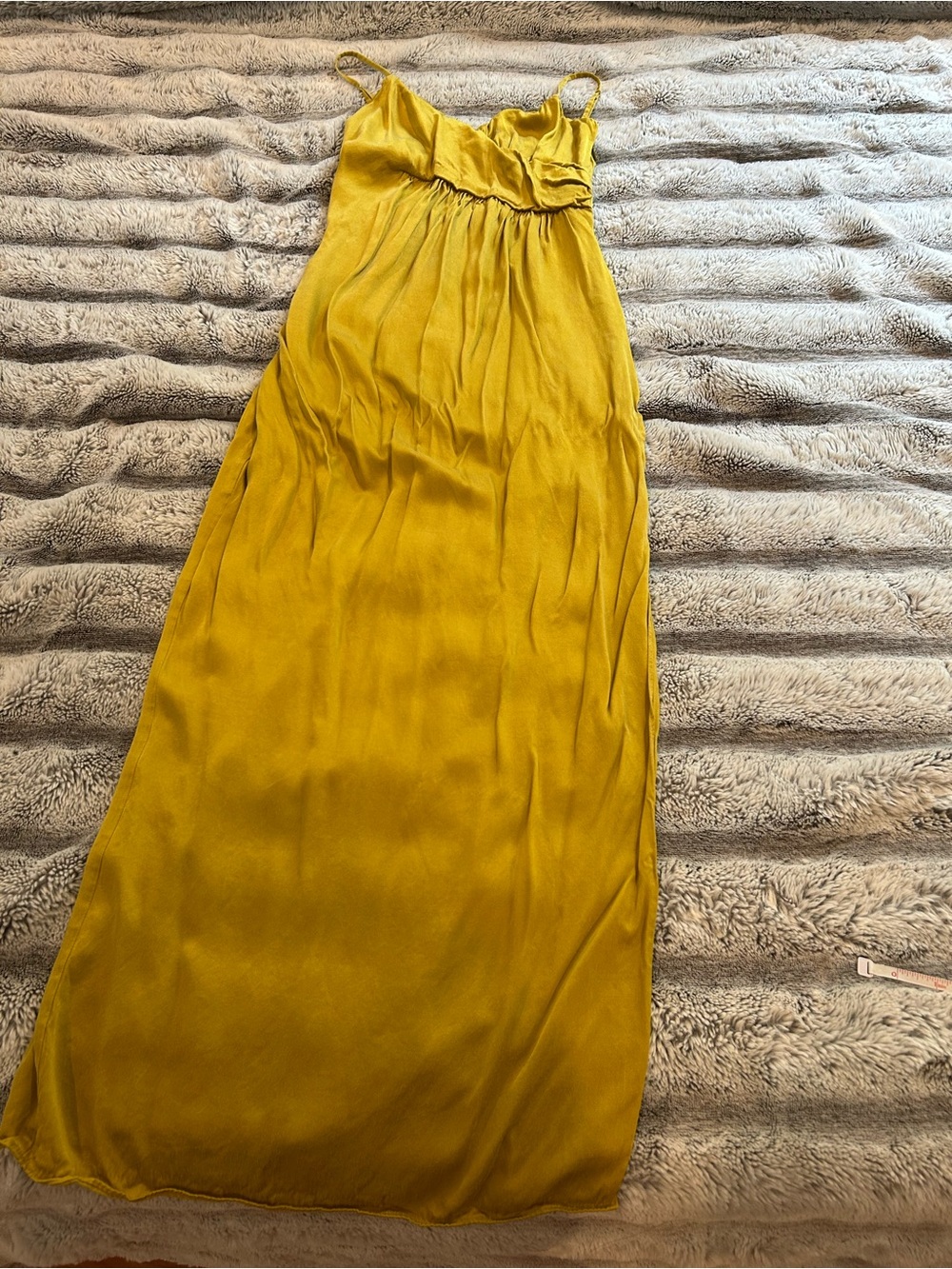 NBD Mustard Yellow Spaghetti-Strap Maxi Dress with adjustable straps